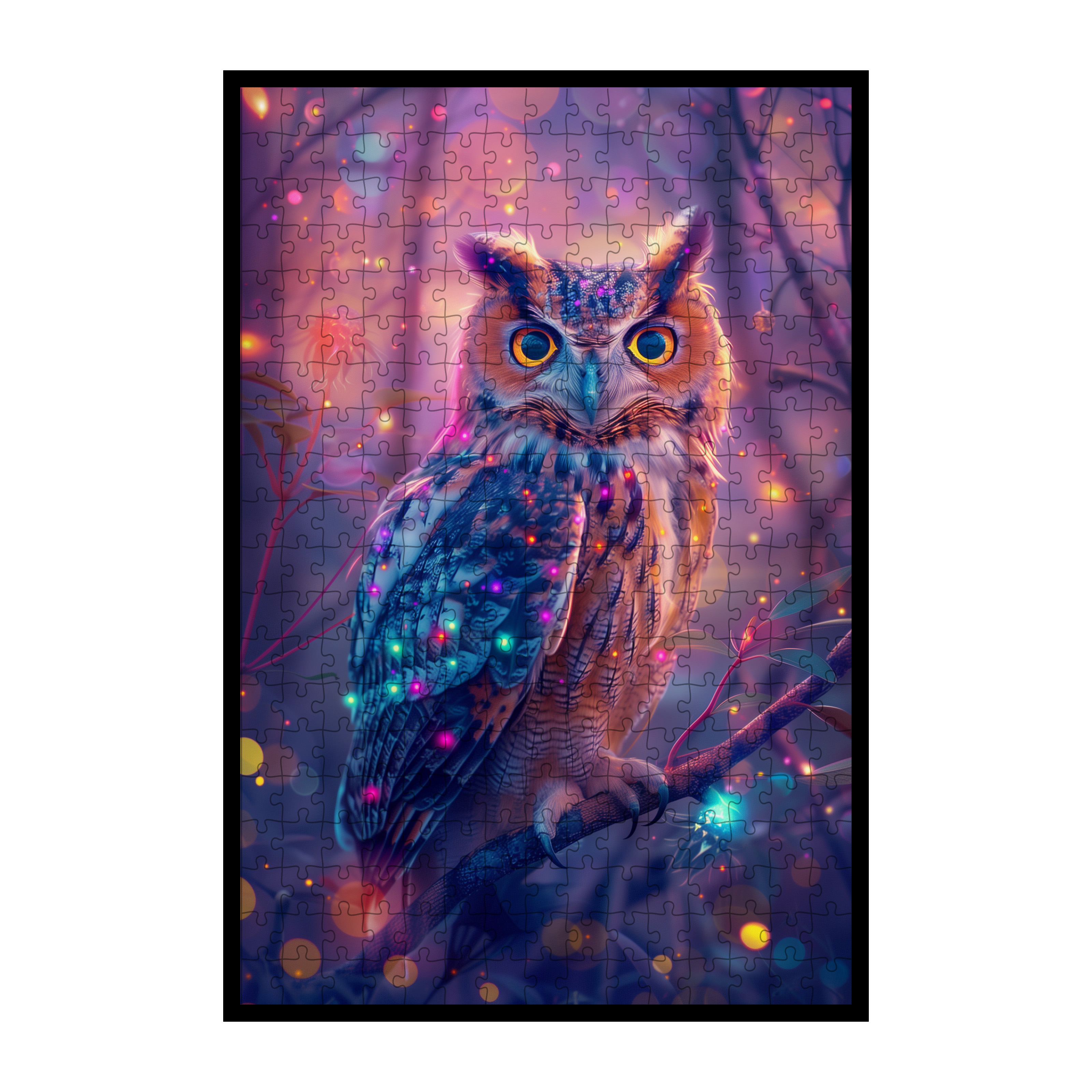Fantasy Owl Shaped Wooden Jigsaw Puzzle - Colorful Bird Wood Puzzle for Adults 1000 Piece Style