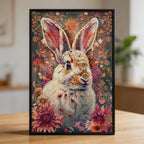 Floral Rabbit Mandala Wooden Jigsaw Puzzle - Enchanting Nature-Inspired Animal Shaped Wood Puzzle