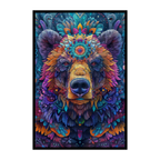 Forest Bear Mandala Wooden Jigsaw Puzzle - Powerful Animal Shaped Wood Puzzle - Nature-Inspired Artistic Gift