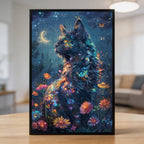 Galaxy Cat Shaped Wooden Jigsaw Puzzle - Colorful Fantasy Wood Puzzle for Adults