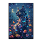 Galaxy Cat Shaped Wooden Jigsaw Puzzle - Colorful Fantasy Wood Puzzle for Adults