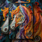 Galloping Horse Mandala Wooden Jigsaw Puzzle - Spirited Animal Shaped Wood Puzzle - Unique Artistic Gift