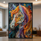 Galloping Horse Mandala Wooden Jigsaw Puzzle - Spirited Animal Shaped Wood Puzzle - Unique Artistic Gift