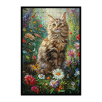 Garden Tabby Cat Shaped Wooden Jigsaw Puzzle - Floral Pet Wood Puzzle for Adults