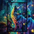Glowing Forest Wolf Shaped Wooden Jigsaw Puzzle - Mystical Wildlife Wood Puzzle for Adults