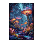 Glowing Mushroom Forest Wooden Jigsaw Puzzle - Enchanted Fantasy Nature Wood Puzzle