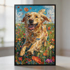 Floral Golden Retriever Wooden Jigsaw Puzzle - Unique Dog Shaped Wood Puzzle for Adults