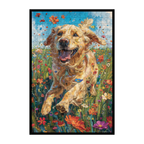 Floral Golden Retriever Wooden Jigsaw Puzzle - Unique Dog Shaped Wood Puzzle for Adults