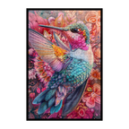 Golden Sunrise Hummingbird Mandala Wooden Jigsaw Puzzle - Vibrant Bird Shaped Wood Puzzle