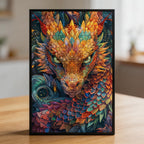 Imperial Dragon Mandala Wooden Jigsaw Puzzle - Legendary Animal Shaped Wood Puzzle - Intricate Fantasy Brain Teaser