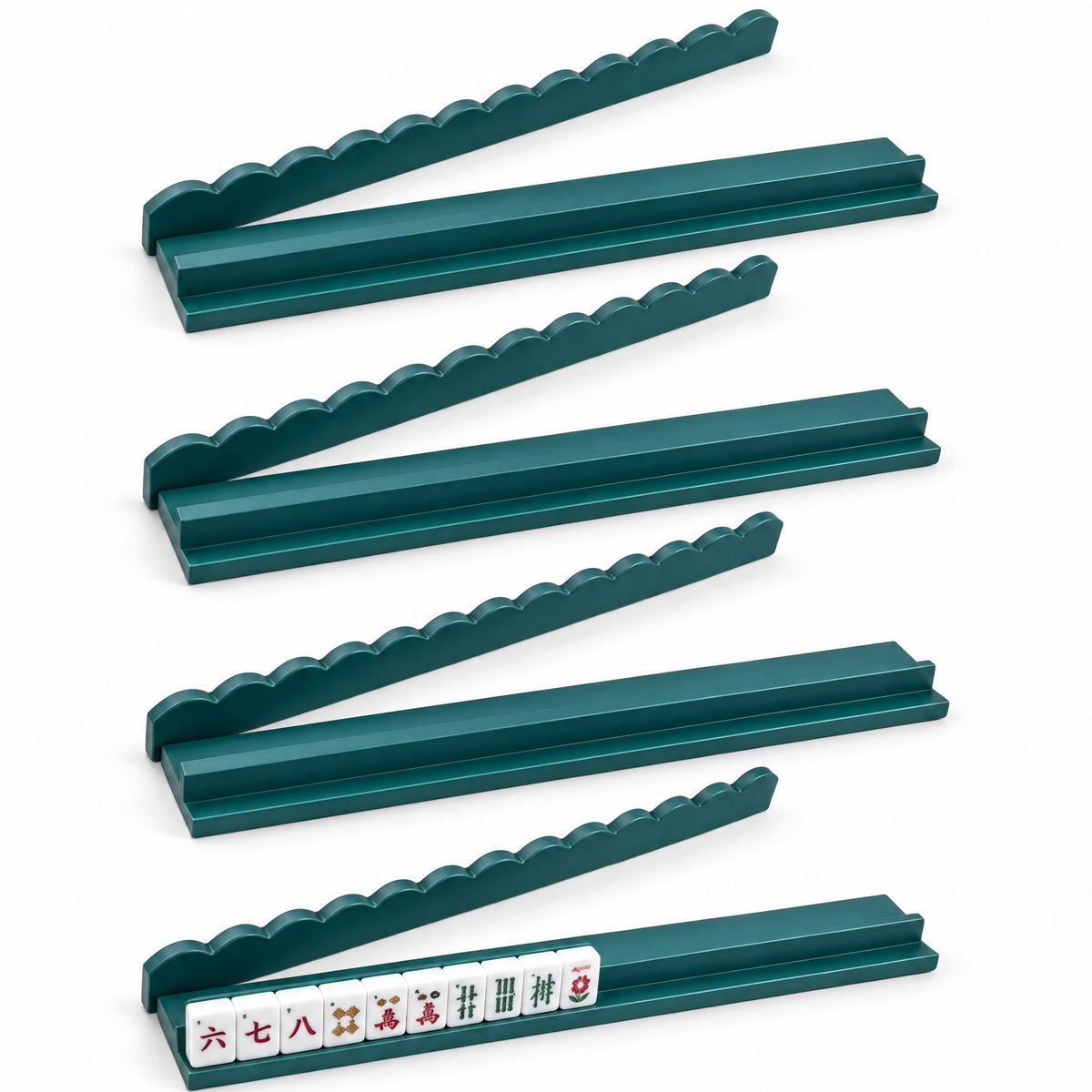 20" Magnetic Wood Scalloped Edge Mahjong Rack & Pusher