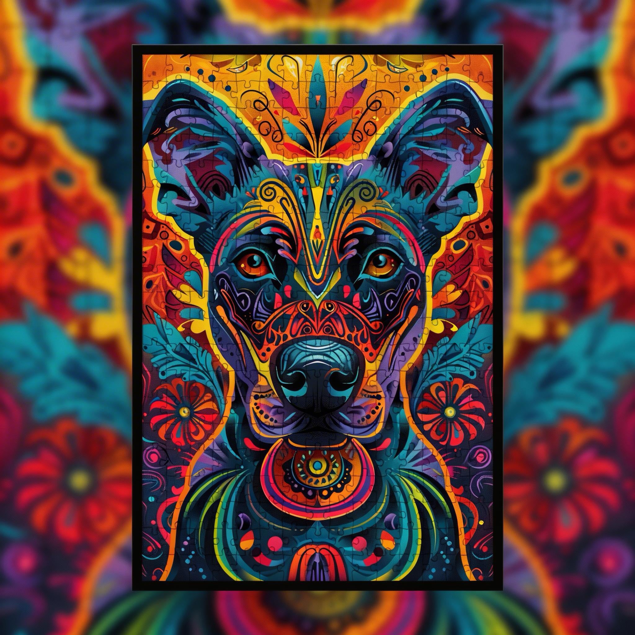 Loyal Dog Mandala Animal Shaped Wooden Jigsaw Puzzle - Unique Golden Retriever Wood Puzzle for Adults