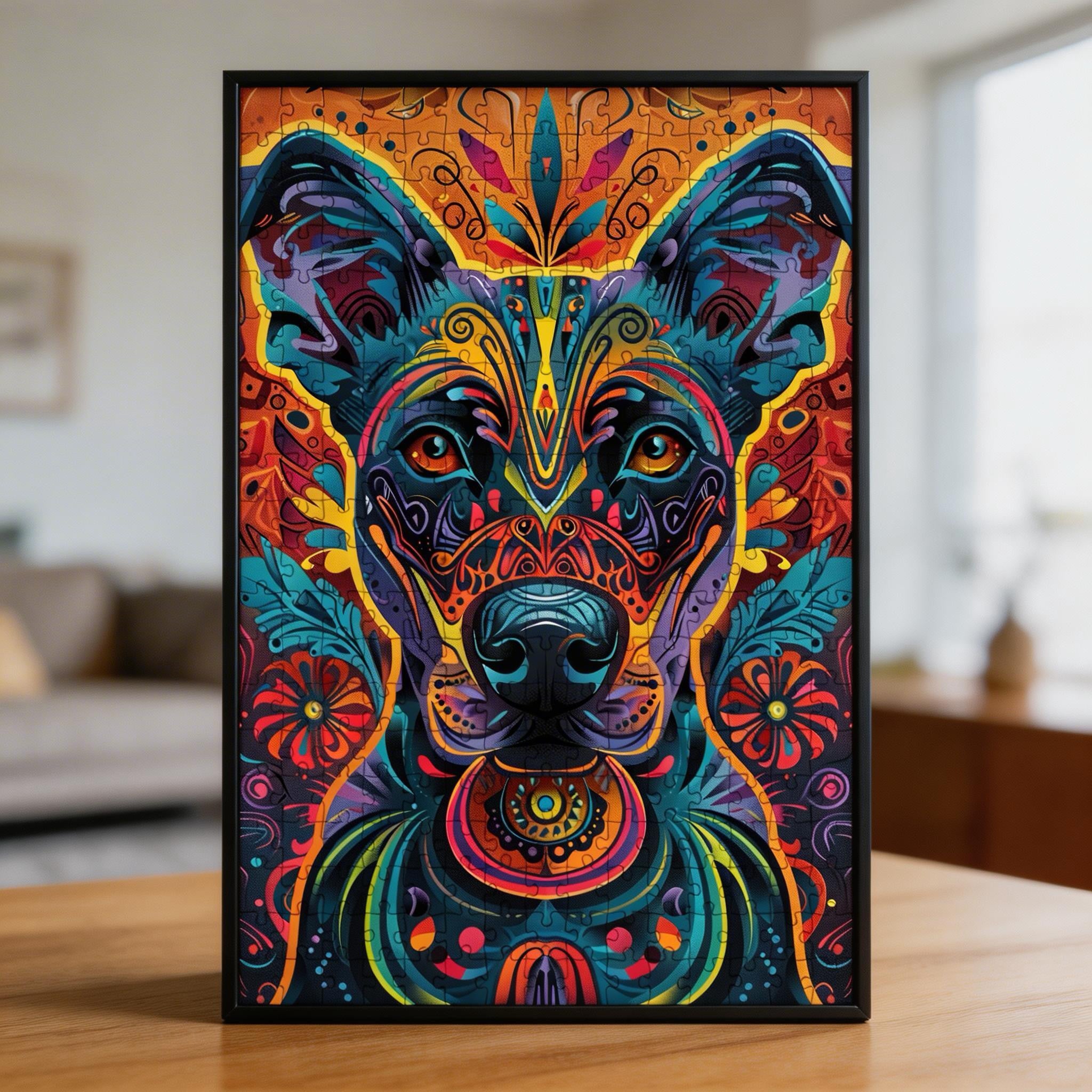 Loyal Dog Mandala Animal Shaped Wooden Jigsaw Puzzle - Unique Golden Retriever Wood Puzzle for Adults