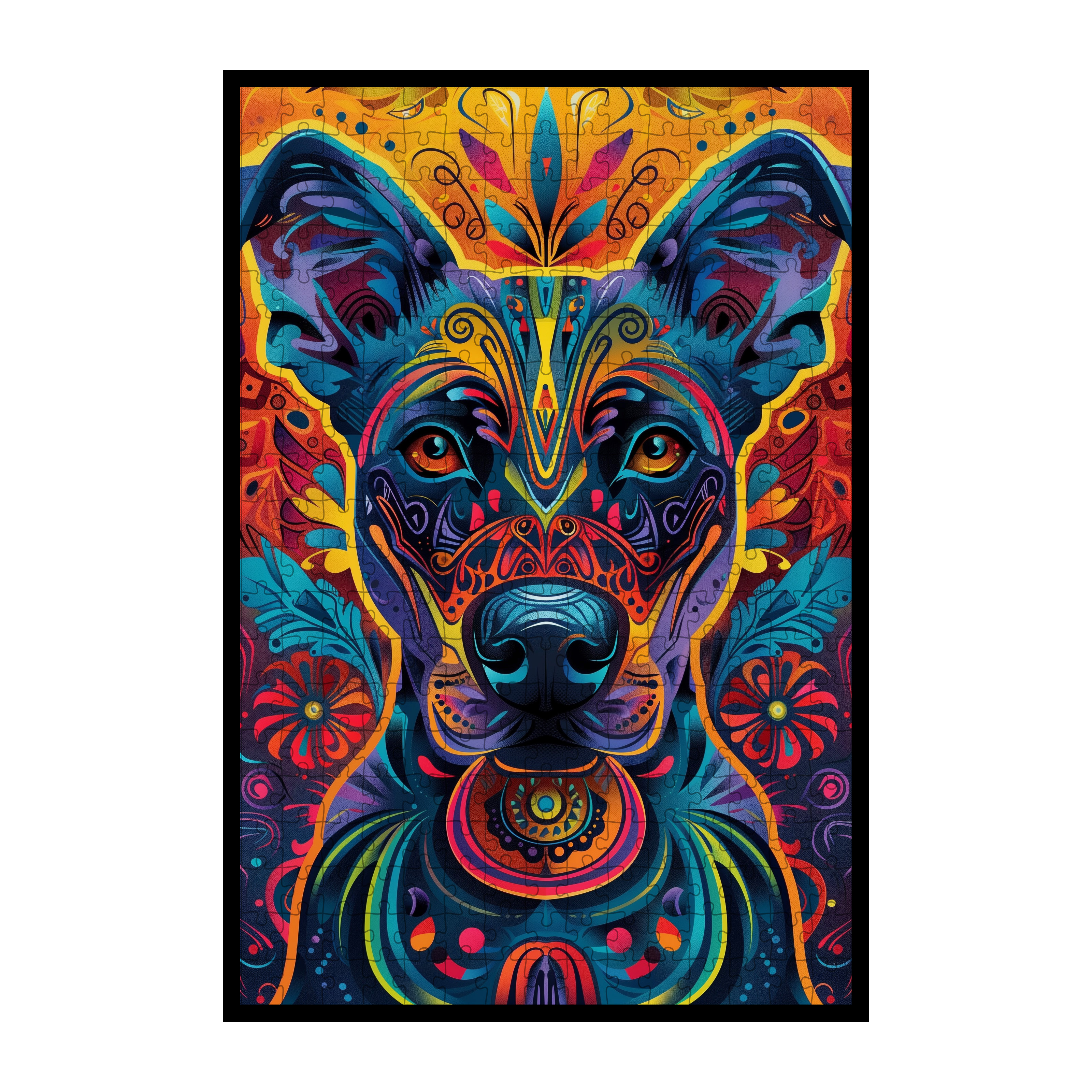 Loyal Dog Mandala Animal Shaped Wooden Jigsaw Puzzle - Unique Golden Retriever Wood Puzzle for Adults