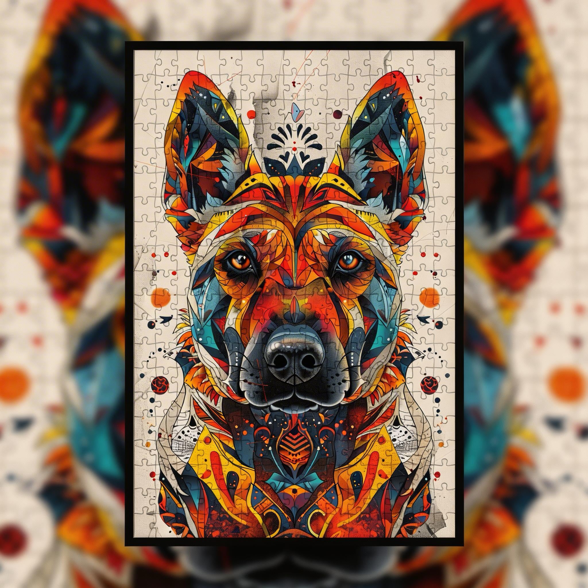 Loyal Dog Mandala Wooden Jigsaw Puzzle - Detailed Animal Shaped Wood Puzzle for Adults - Pet Lover's Gift