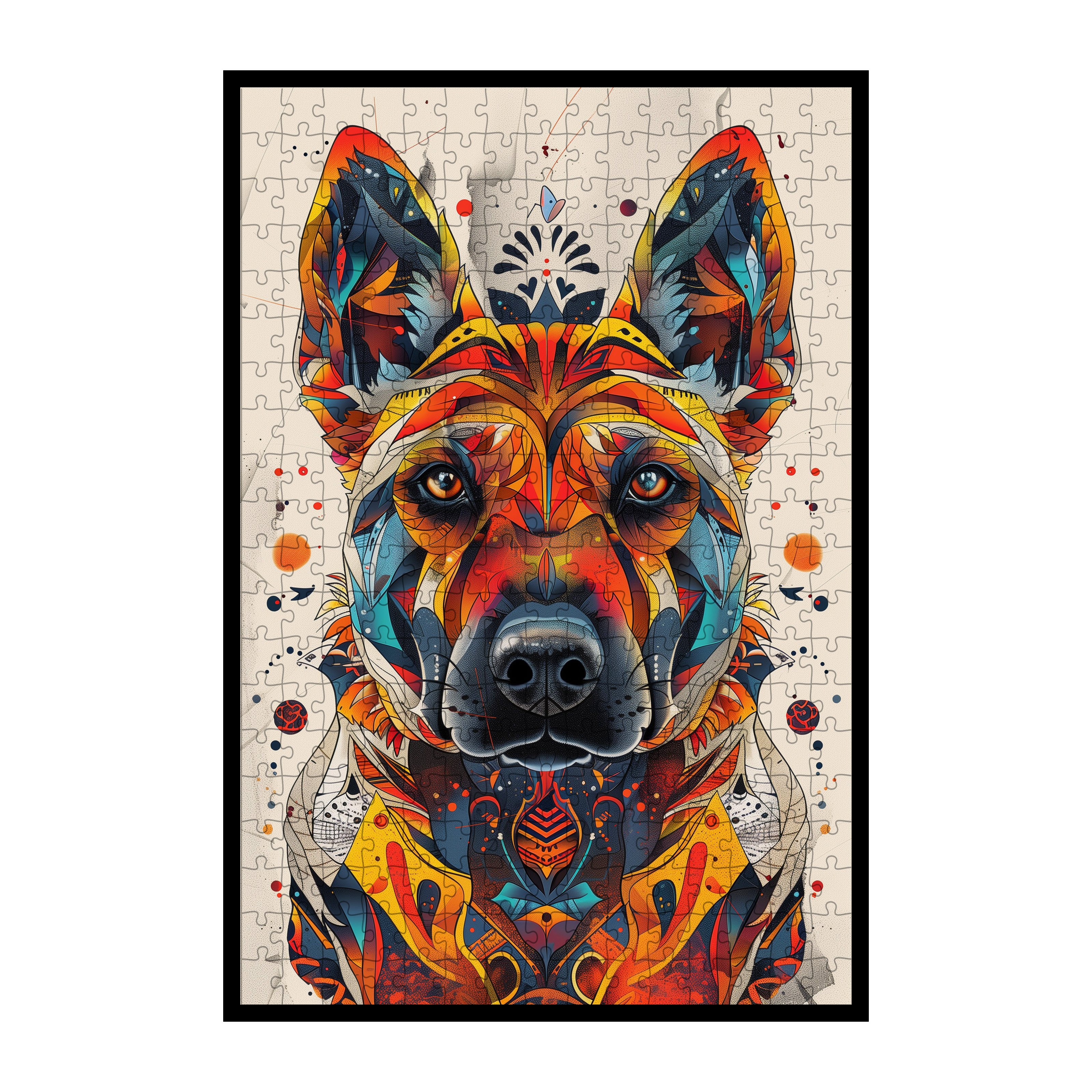 Loyal Dog Mandala Wooden Jigsaw Puzzle - Detailed Animal Shaped Wood Puzzle for Adults - Pet Lover's Gift
