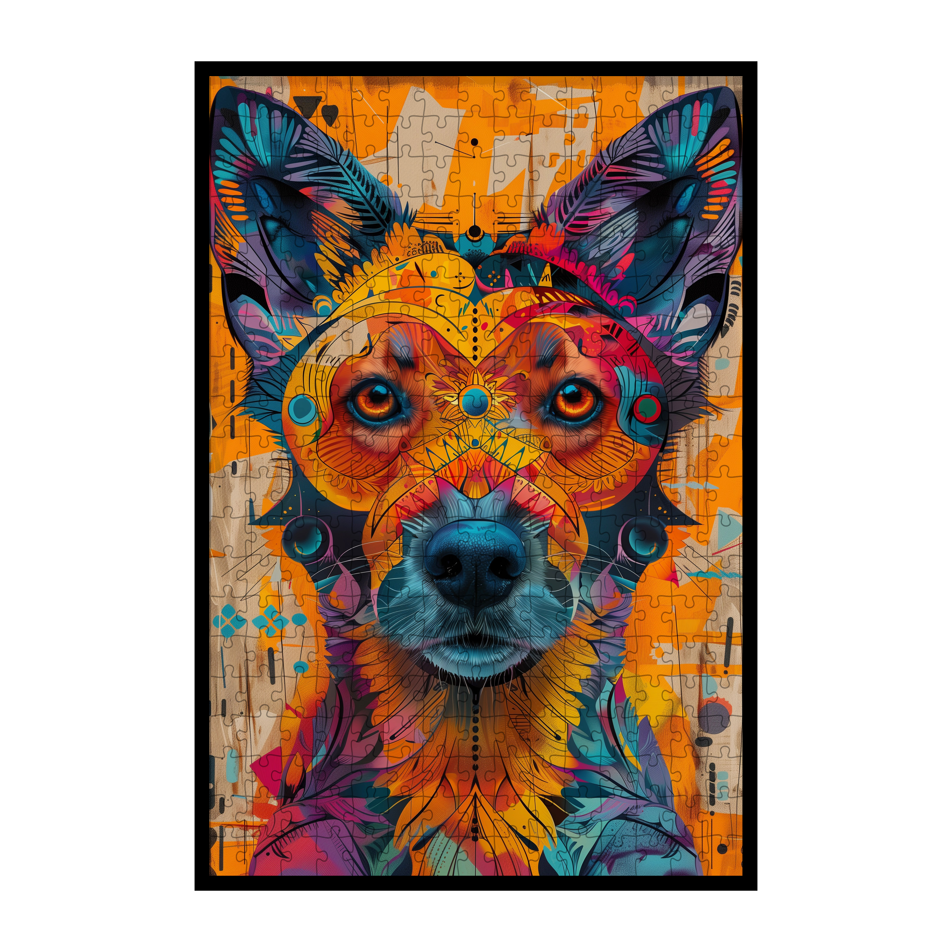 Loyal Dog Mandala Wooden Jigsaw Puzzle - Spirited Animal Shaped Wood Puzzle - Unique Pet Lover Art Gift