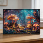 Luminous Fairy Tale Mushroom Grove Wooden Jigsaw Puzzle - Enchanted Nature Wood Puzzle