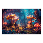 Luminous Fairy Tale Mushroom Grove Wooden Jigsaw Puzzle - Enchanted Nature Wood Puzzle