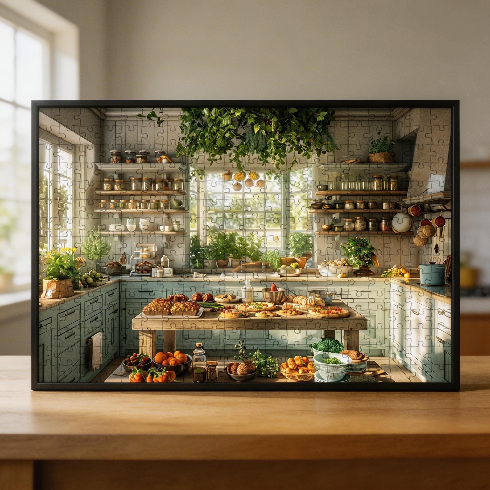 Lush Green Country Kitchen Wooden Jigsaw Puzzle - Home Baker Wall Art Wood Puzzle