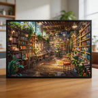 Enchanted Forest Library Wooden Jigsaw Puzzle - Cozy Booknook Wood Puzzle for Adults
