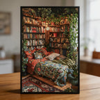 Lush Green Reading Nook Wooden Jigsaw Puzzle - Cozy Bedroom Study Wood Puzzle