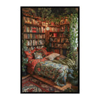Lush Green Reading Nook Wooden Jigsaw Puzzle Framed, Cozy Home Decor