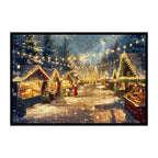 Magical Christmas Village Wooden Jigsaw Puzzle Framed, Snowy Market Decor