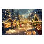 Magical Christmas Village Wooden Jigsaw Puzzle Framed, Snowy Market Decor