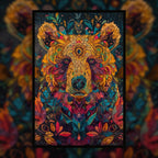 Majestic Bear Mandala Wooden Jigsaw Puzzle - Deep Blue & Gold Animal Shaped Wood Puzzle for Adults