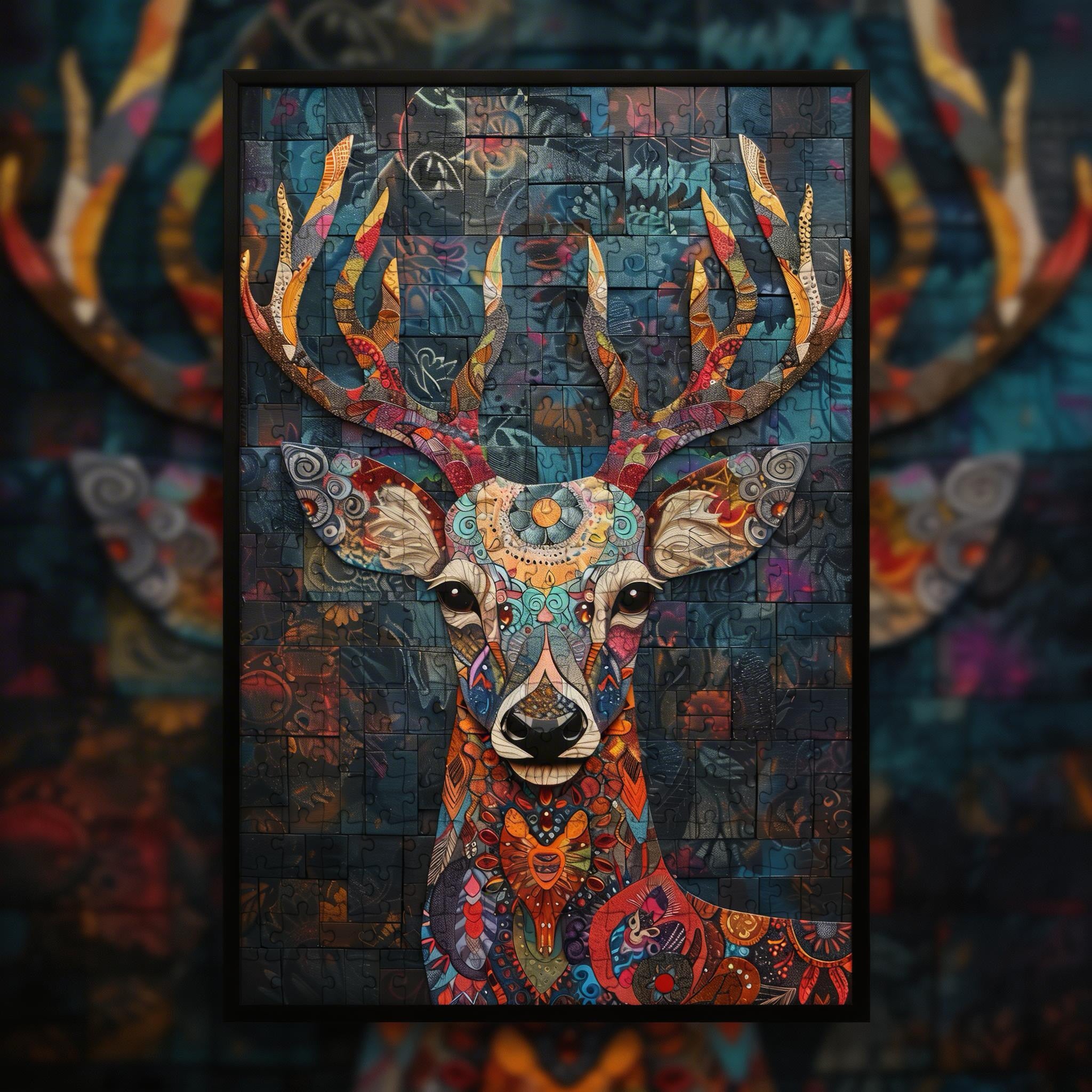 Majestic Deer Mandala Wooden Jigsaw Puzzle - Elegant Forest Animal Shaped Wood Puzzle - Premium Home Decor