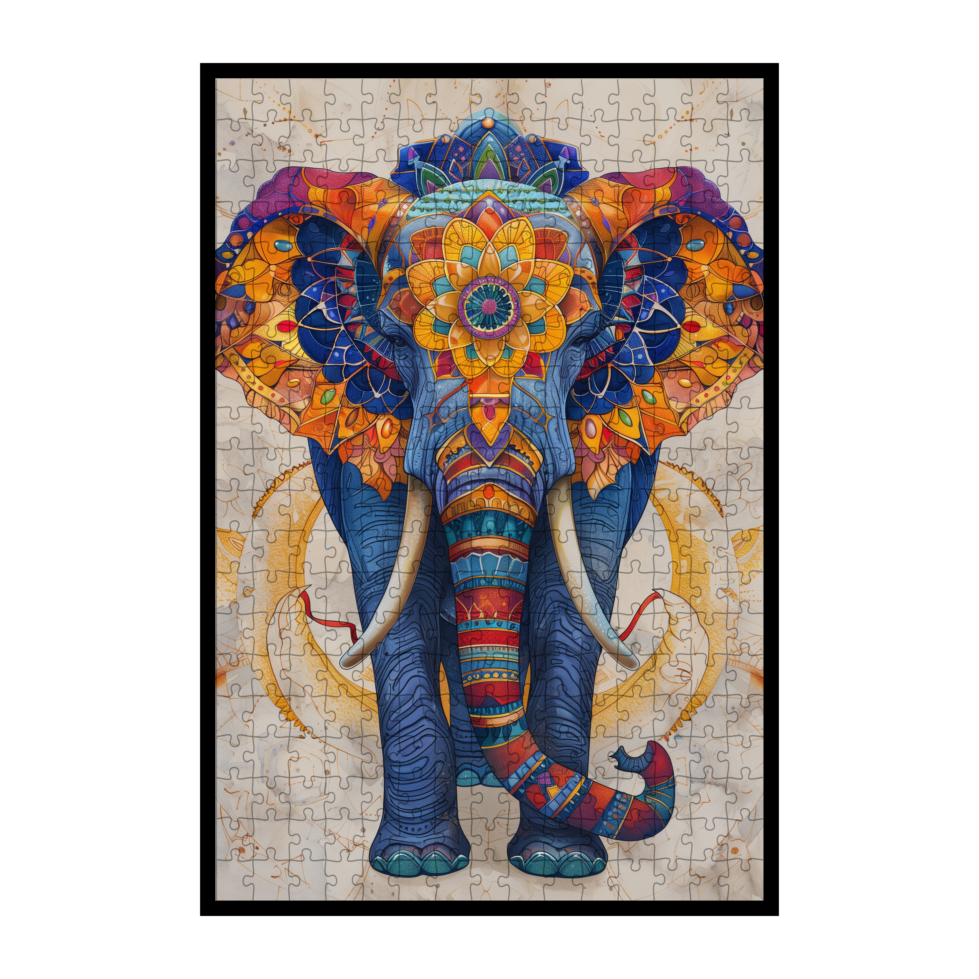 Majestic Wolf Mandala Wooden Jigsaw Puzzle - Unique Shaped Animal Wood Puzzle - Brain Teaser for Adults