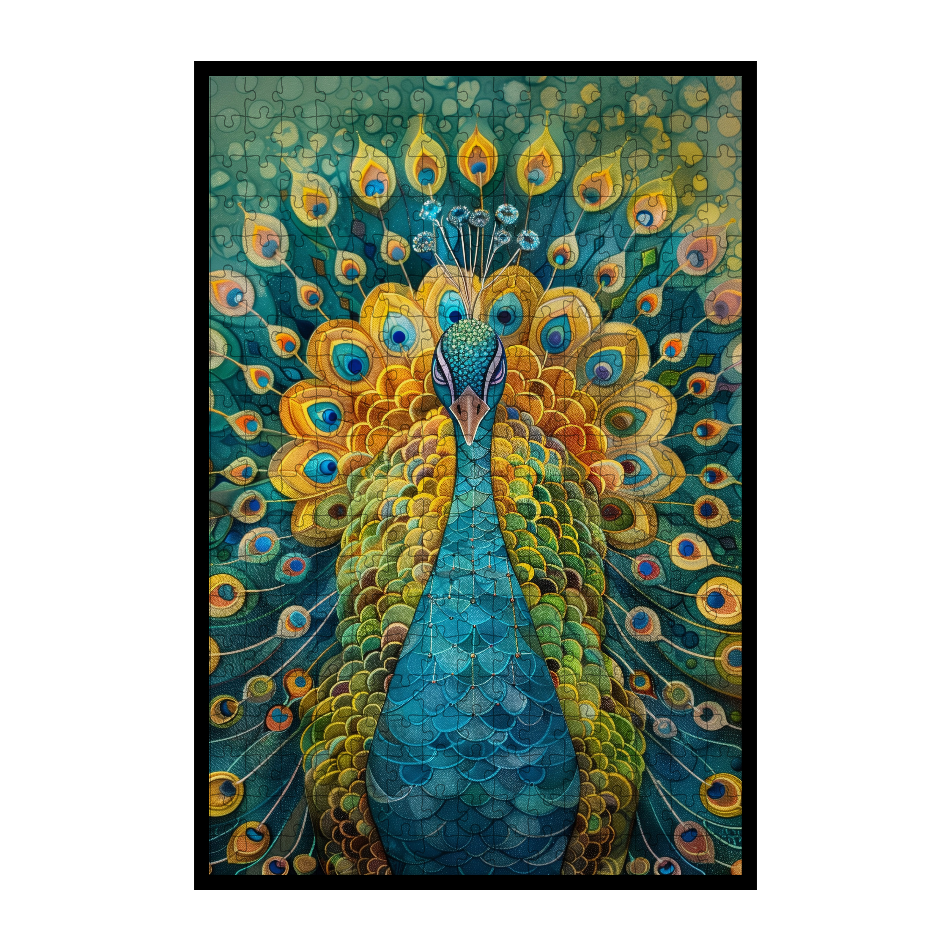 Majestic Peacock Mandala Wooden Jigsaw Puzzle - Vibrant Bird Shaped Wood Puzzle - Decorative Artistic Gift