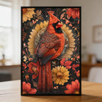 Majestic Red Cardinal Mandala Wooden Jigsaw Puzzle - Traditional Bird Shaped Wood Puzzle - Nature-Inspired Gift
