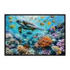 Majestic Sea Turtle Wooden Jigsaw Puzzle Framed, Underwater Paradise Wall Art