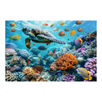 Majestic Sea Turtle Wooden Jigsaw Puzzle Framed, Underwater Paradise Wall Art