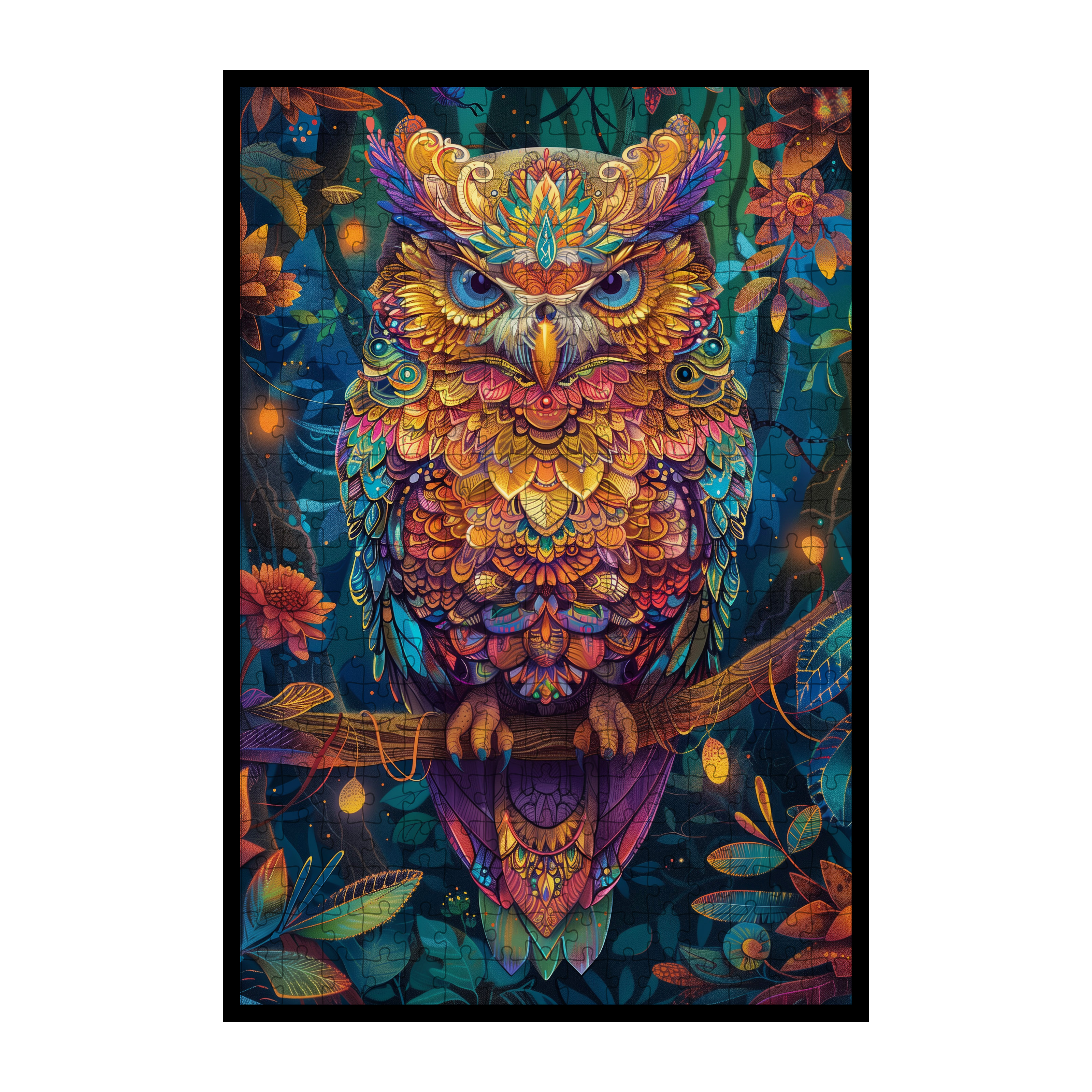 Mandala Owl Shaped Wooden Jigsaw Puzzle - Intricate Wildlife Wood Puzzle for Adults