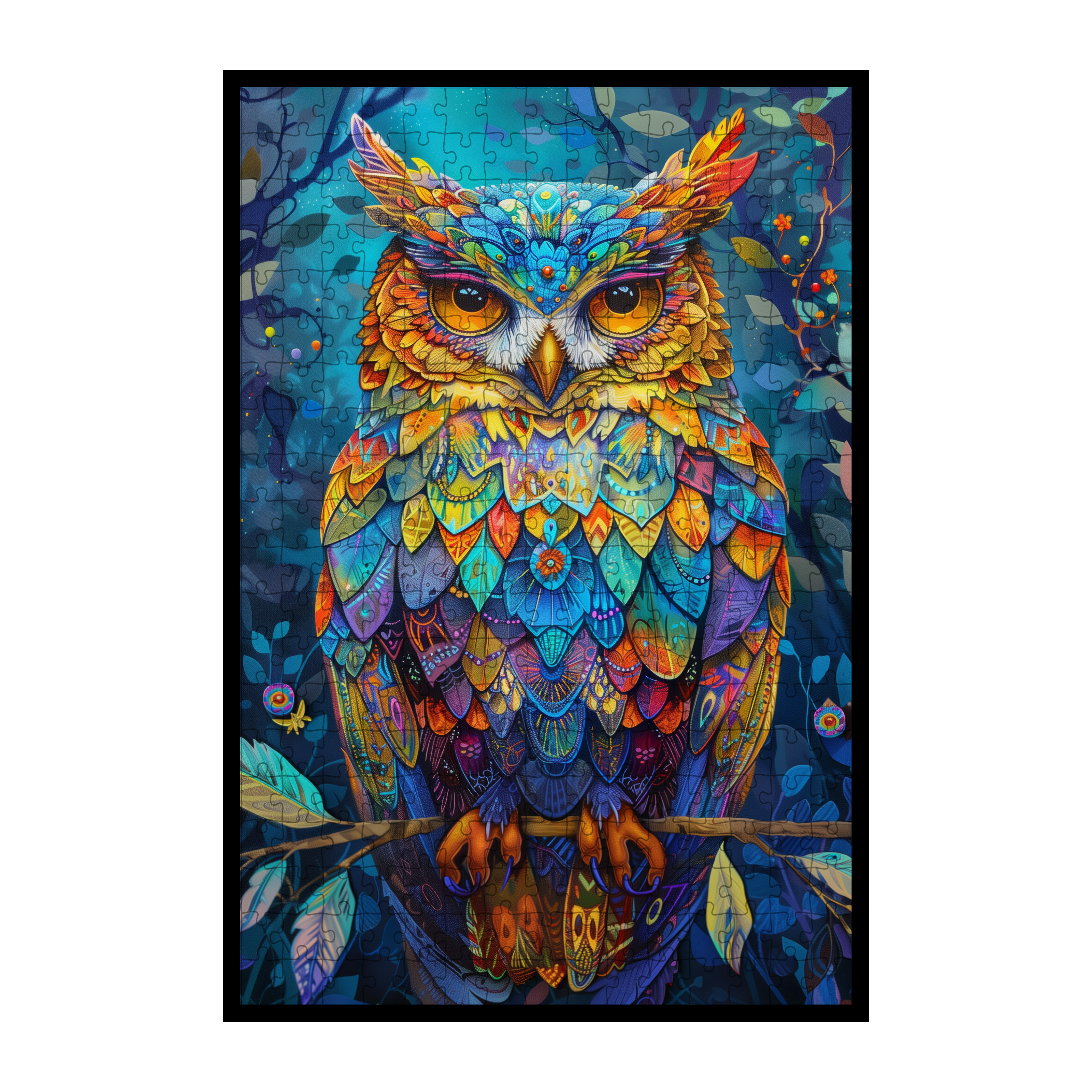 Rainbow Mandala Owl Wooden Jigsaw Puzzle - Colorful Bohemian Bird Wood Puzzle