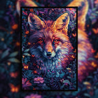 Midnight Red Fox Shaped Wooden Jigsaw Puzzle - Floral Wildlife Wood Puzzle for Adults