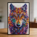 Midnight Wolf Mandala Wooden Jigsaw Puzzle - Bold Silhouette Animal Shaped Wood Puzzle - Premium Gift
