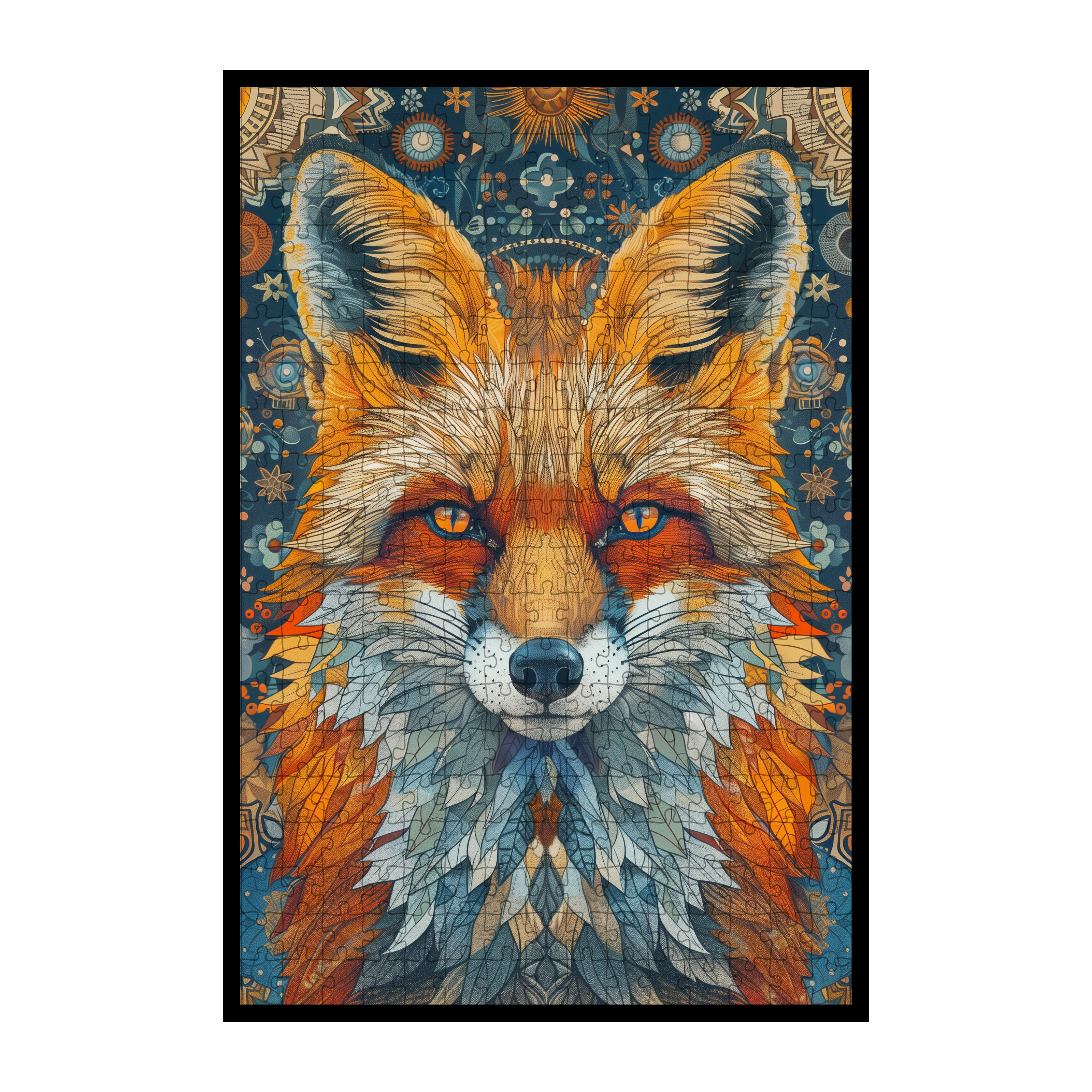 Mysterious Fox Mandala Wooden Jigsaw Puzzle - Animal Shaped Wood Puzzle for Adults & Teens