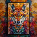 Mystic Fox Mandala Wooden Jigsaw Puzzle - Intricate Forest Animal Shaped Wood Puzzle - Zen Brain Teaser
