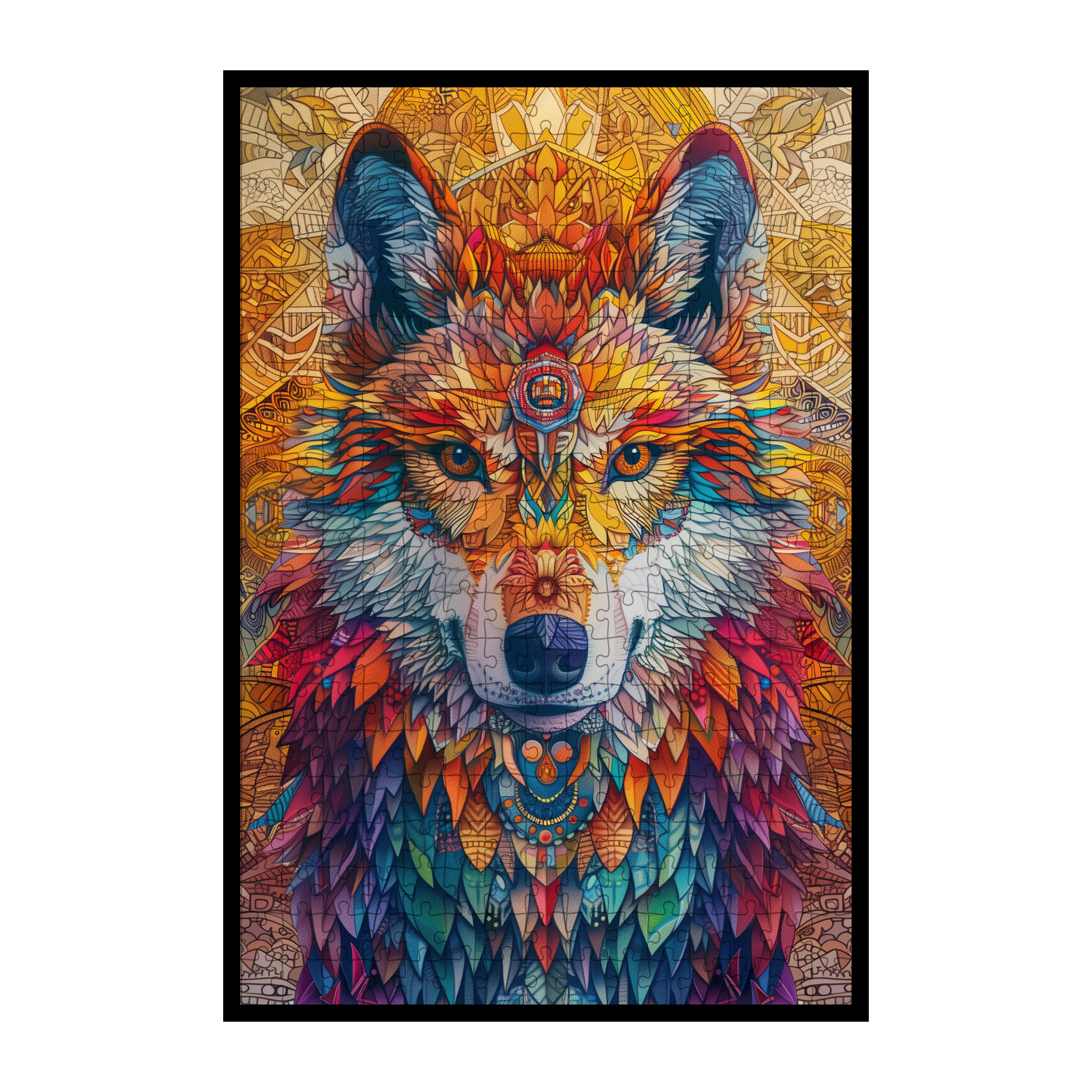 Mystic Fox Mandala Wooden Jigsaw Puzzle - Intricate Forest Animal Shaped Wood Puzzle - Zen Brain Teaser