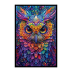 Mystic Owl Mandala Wooden Jigsaw Puzzle - Wise Animal Shaped Wood Puzzle - Intricate Galaxy Art Design