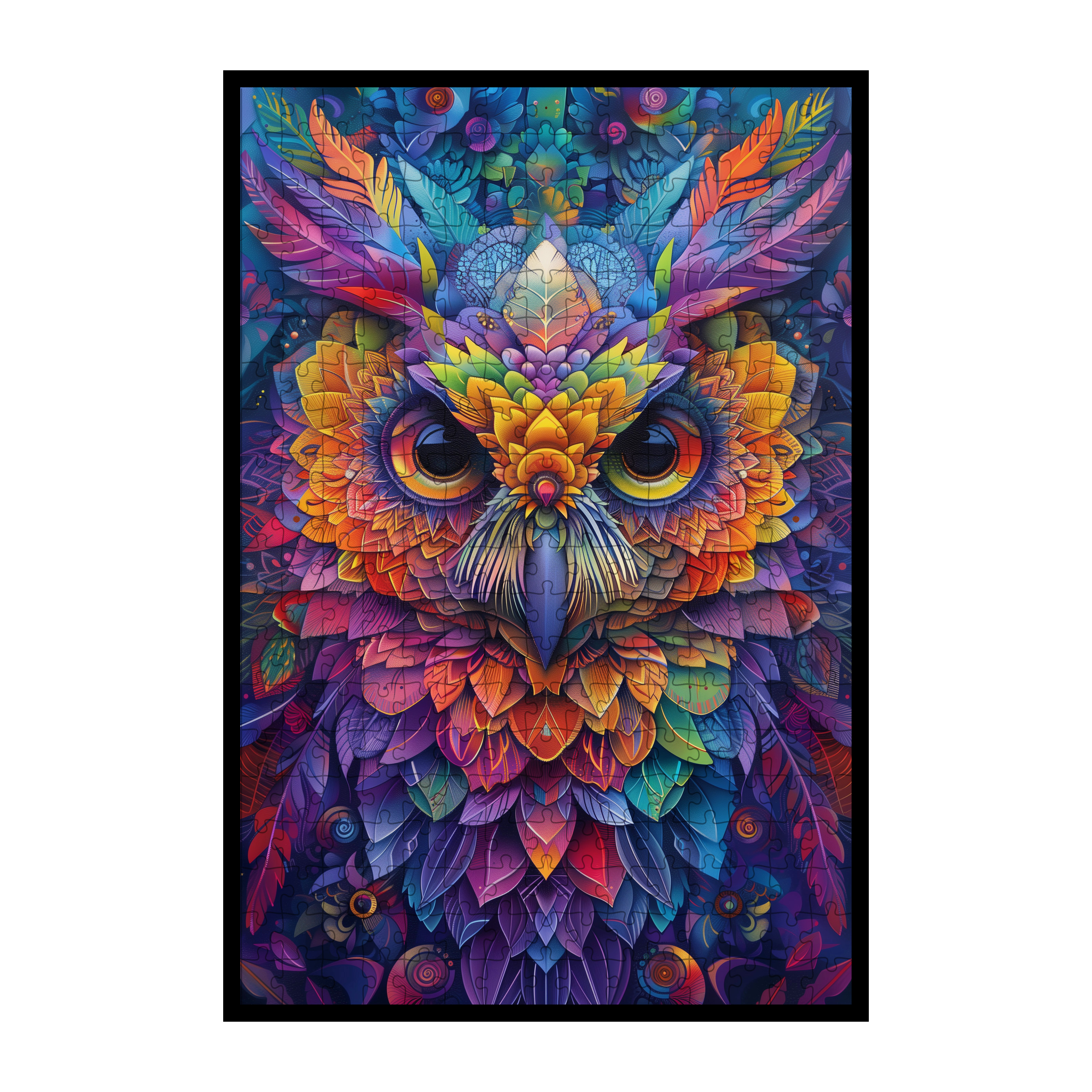 Mystic Owl Mandala Wooden Jigsaw Puzzle - Wise Animal Shaped Wood Puzzle - Intricate Galaxy Art Design