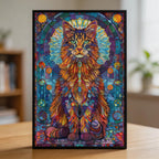 Mystical Cat Mandala Wooden Jigsaw Puzzle - Unique Animal Shaped Wood Puzzle for Adults - Zen Feline Gift
