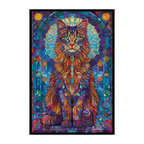 Mystical Cat Mandala Wooden Jigsaw Puzzle - Unique Animal Shaped Wood Puzzle for Adults - Zen Feline Gift