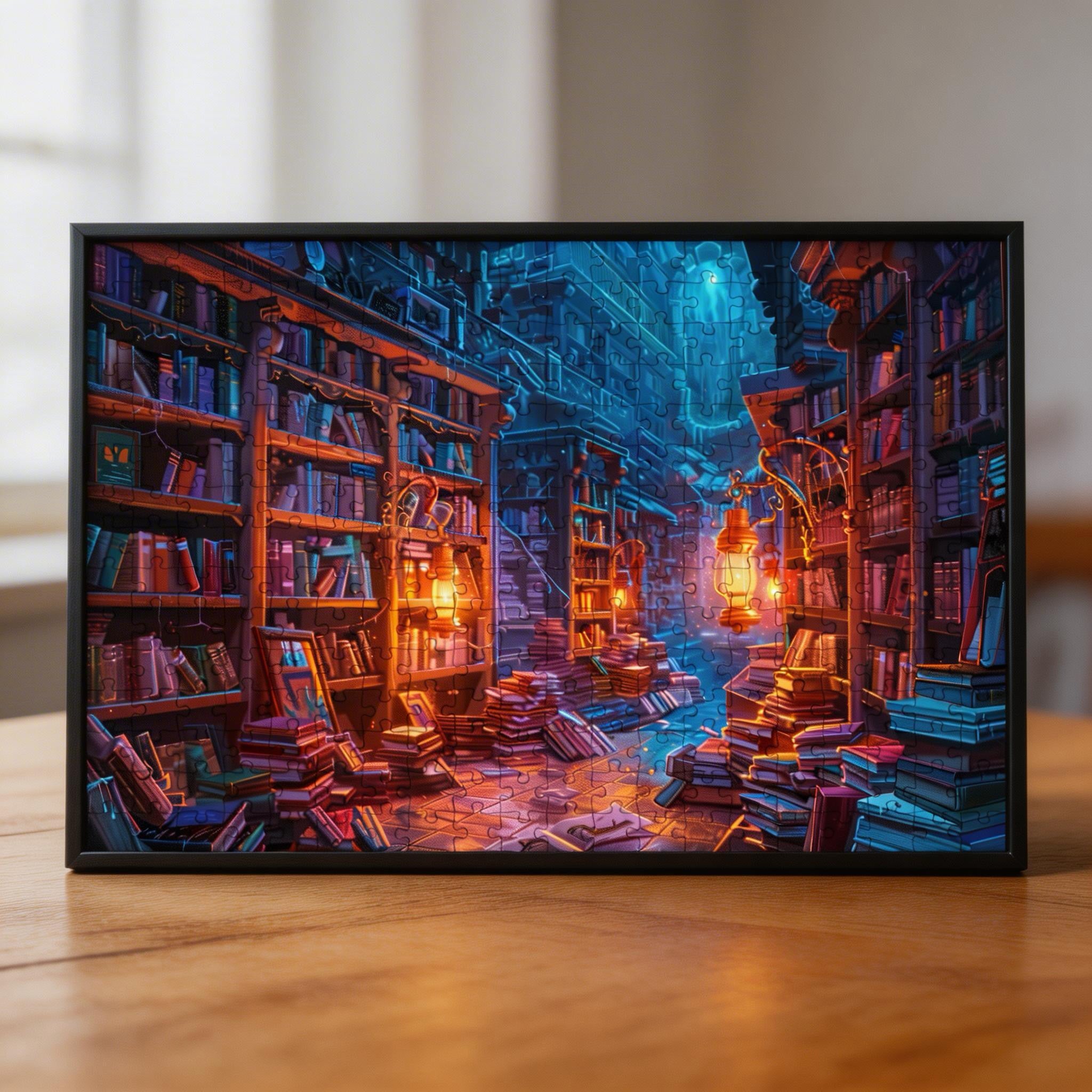 Mystical Dark Library Wooden Jigsaw Puzzle - Fantasy Book Lover Wood Puzzle