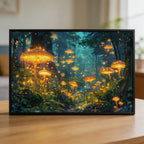 Mystical Night Mushroom Woods Wooden Jigsaw Puzzle - Magical Forest Wood Puzzle