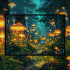 Mystical Night Mushroom Woods Wooden Jigsaw Puzzle Framed, Magical Forest Wall Art